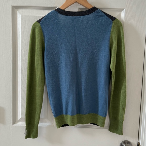 BIBELOT Cardigan Italian Wool Fine knit Embroidered Artistic Colorblock HTF - Picture 9 of 10